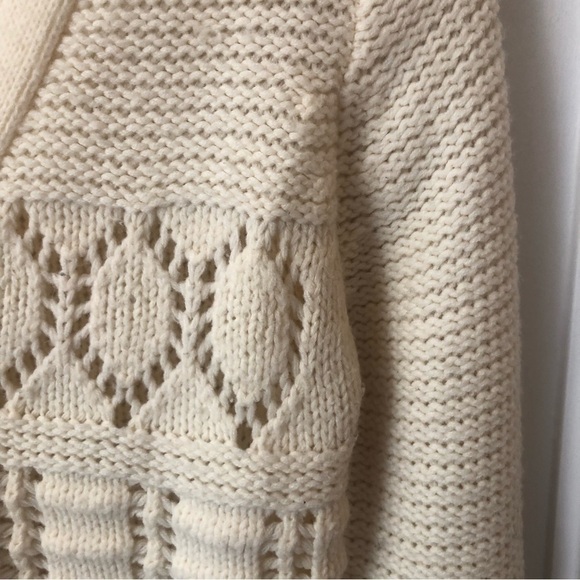 VINTAGE Cottagecore Fisherman Knit Coastal Cream Cardigan Small - Picture 2 of 10